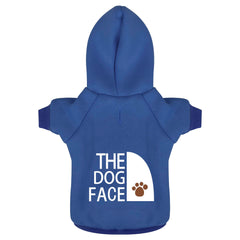 Paiaite pull bleu pour chiot, imprimé visage de chien, chaleur et style.