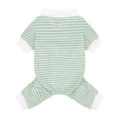 Pyjama Paiaite rayures vertes pour chien, douceur et chaleur légère.