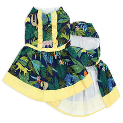 Robe Amazonia Parisian Pet pour chien, imprimé jungle tropical, idéale pour sorties estivales.