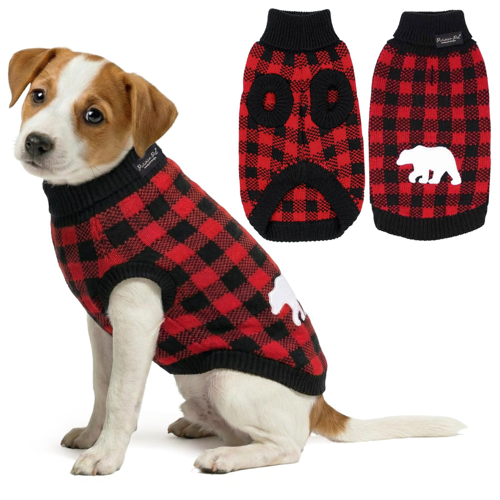 Parisian Pet: chandail pour chien à carreaux Buffalo, vue d’ensemble, confort et style hivernal.