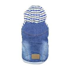 Pull-capuche denim rayé bleu Parisian Pet, look chic et confort pour sorties