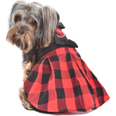 Robe Parisian Pet à carreaux rouges et noirs, idéale pour les séances photo festives.