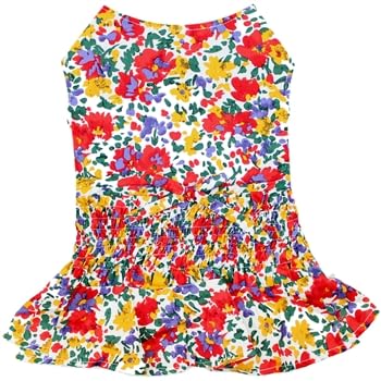 Robe Parisian Pet fleurie multicolore pour chien, idéale pour sorties estivales.