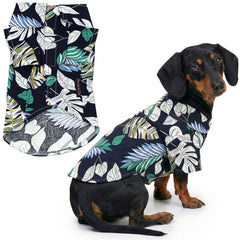 Parisian Pet T-shirt chien feuilles palmier navy pour un look estival confortable.