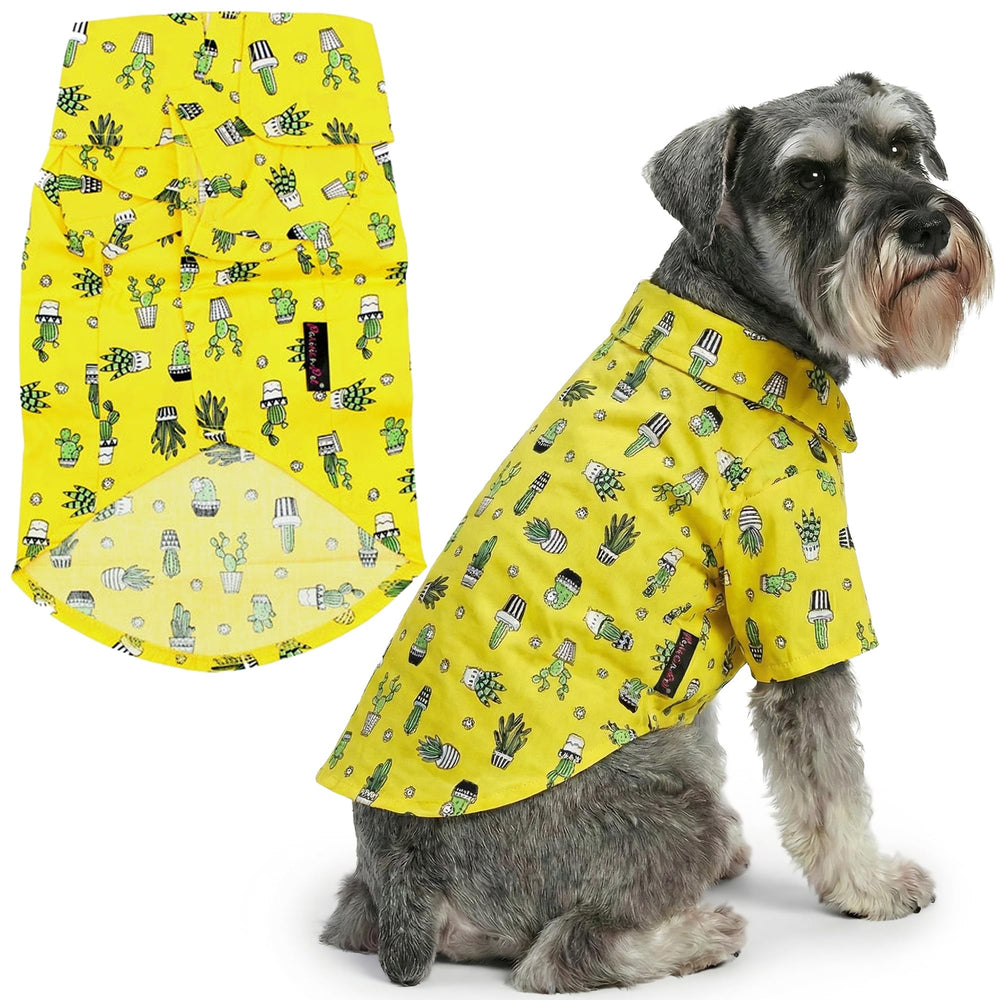 Parisian Pet t-shirt chien impression cactus jaune, look estival vibrant et confortable.