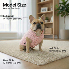 Parisian Pet Veste Chien Rose à Pois Arrière, protection contre le vent lors des promenades.