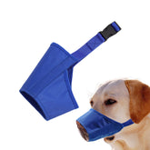 Parts Express masque-chien bleu, vue avant, confort et securite pour les promenades.