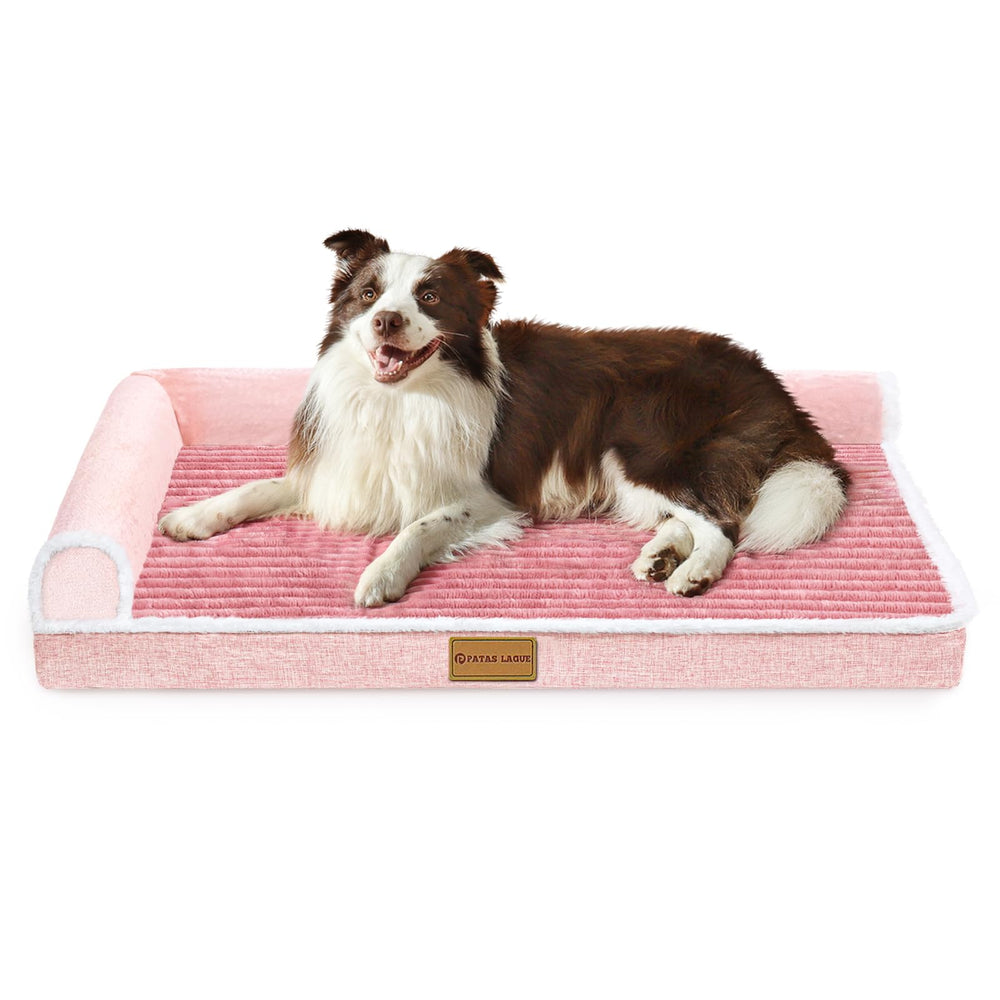 Lit Patas Lague orthopédique XL rose avec housse amovible et soutien doux