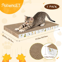 PatiencET grattoir carton avec herbe à chat, stimulation naturelle.