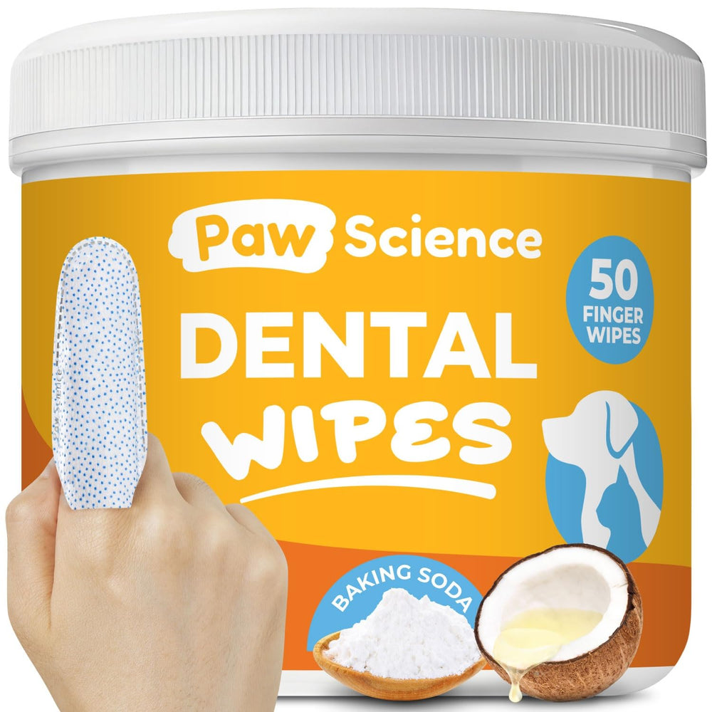 Paw Science Lingettes dentaires pour doigts — nettoie en douceur les dents des chiens et chats.