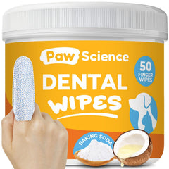 Paw Science Lingettes dentaires pour doigts — nettoie en douceur les dents des chiens et chats.