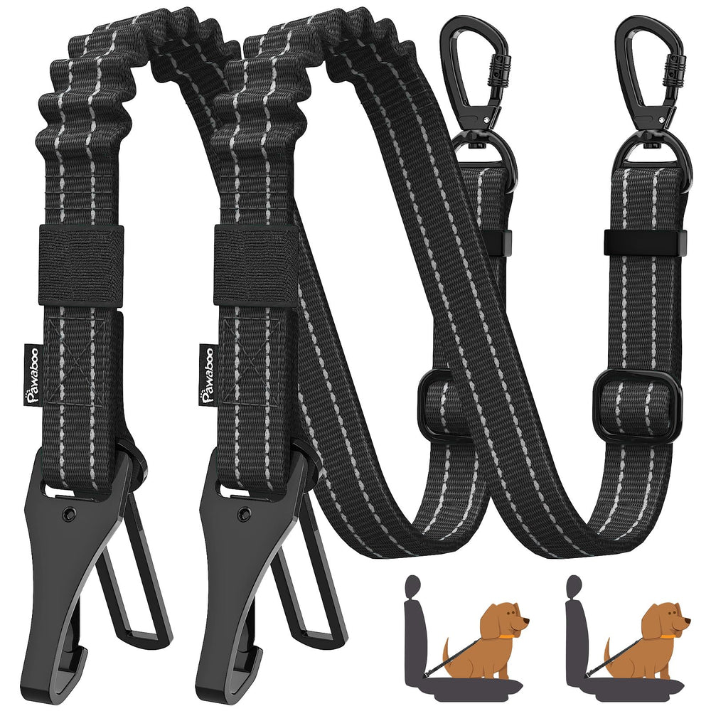 Pawaboo lot de 2 ceintures chien voiture 3-en-1, sécurité et flexibilité pour les trajets.