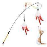 Pawaboo teaser plumes baton long – stimule l'instinct de chasse et l'exercice.