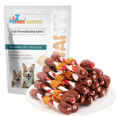 Gros plan sur la texture des brochettes Pawant, idéale pour mâcher pendant l’entraînement.
