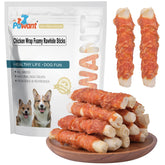 Pawant rouleaux poulet en cuir cru, friandise durable pour chiens.