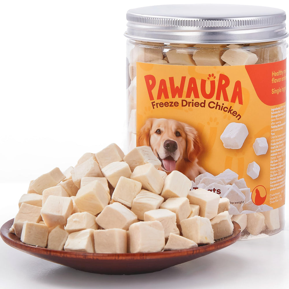 Pawaura - poulet 100% pur, récompense croquante sans additifs pour chien et chat.