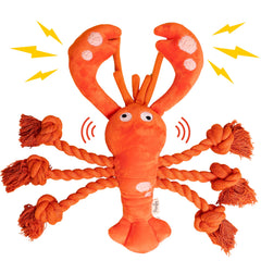 Pawfoo Lab homard peluche sifflement tête : jouet interactif stimulant et divertissant.