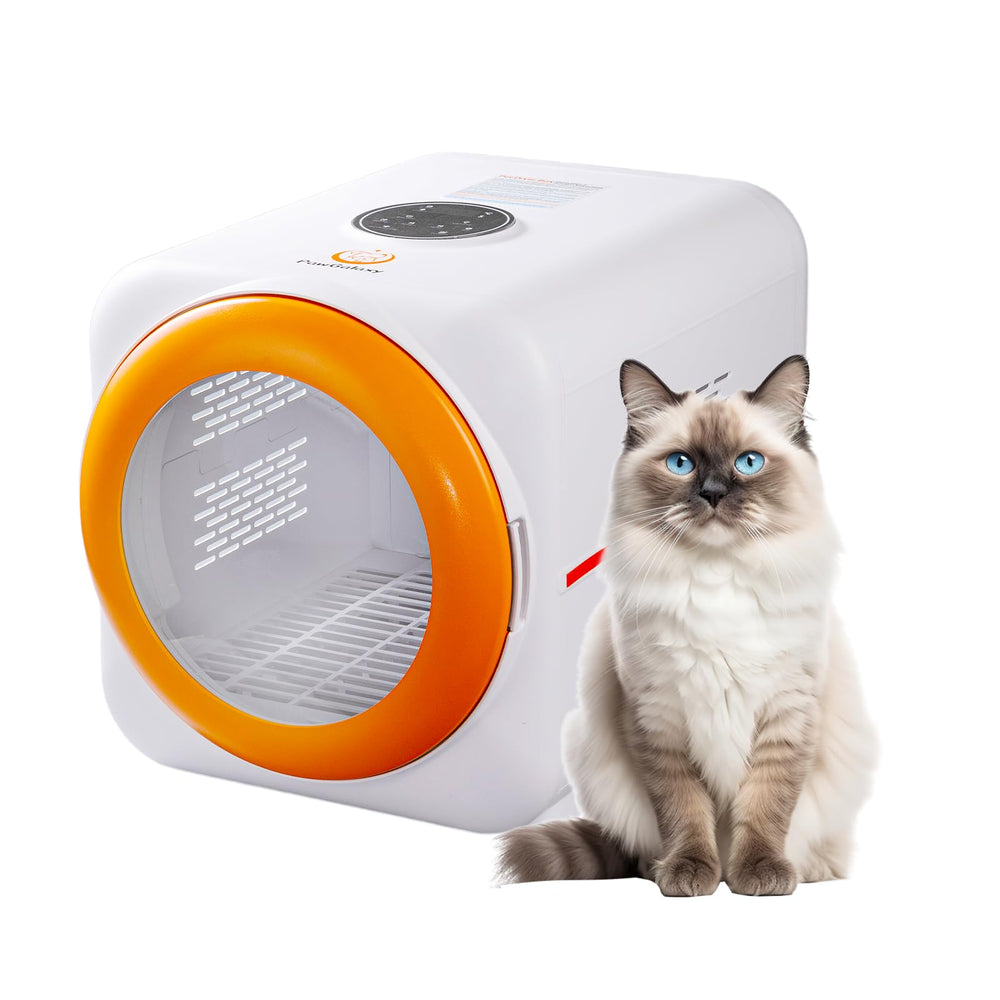 PawGalaxy Box sèche-poil avec éclairage LED intérieur, visibilité parfaite pendant le séchage.