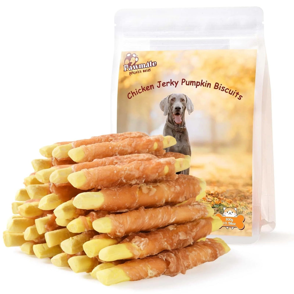 Pawmate Biscuits Citrouille Poulet Enroule — récompense saine pour l'entraînement.