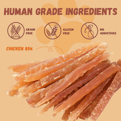 Pawmate jerky poulet – texture douce et naturelle idéale pour chiens sensibles.
