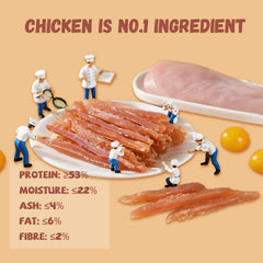Pawmate jerky poulet – tranches moelleuses parfaites pour mâcher et récompenser.