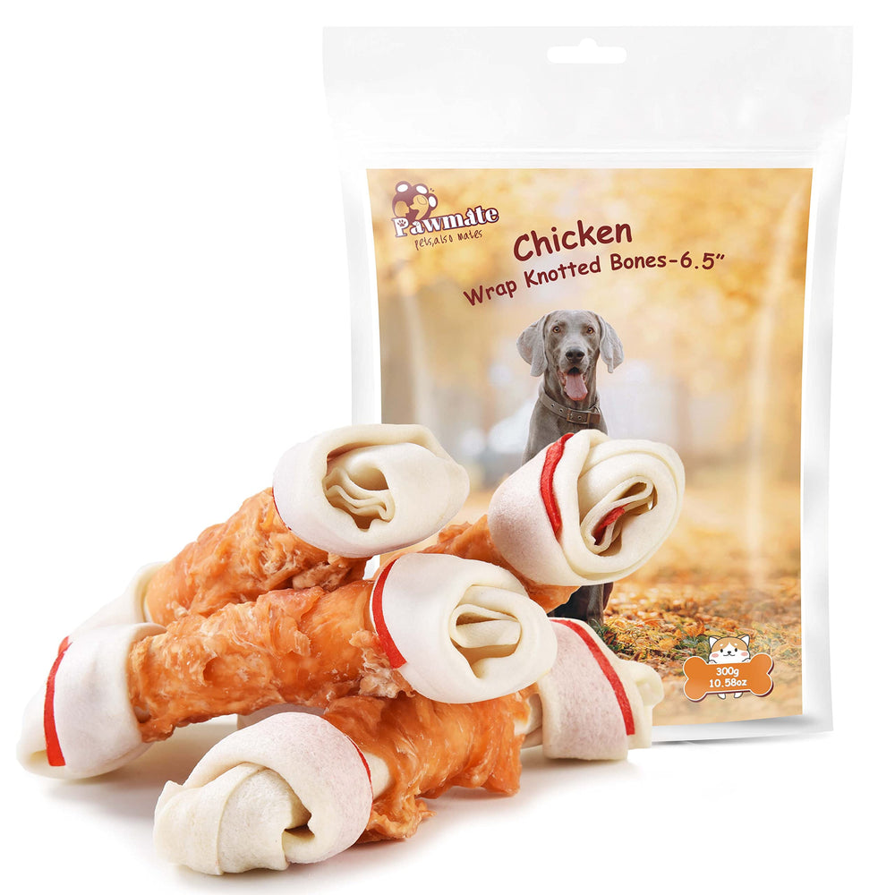 Pawmate os poulet enveloppe rawhide grand modele – mastication durable pour chiens moyen à grand