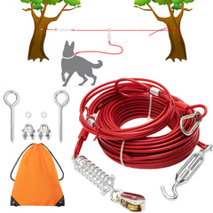 PAWNISAW câble d'attache chien 100 pieds, zone de jeu sécurisée en extérieur.