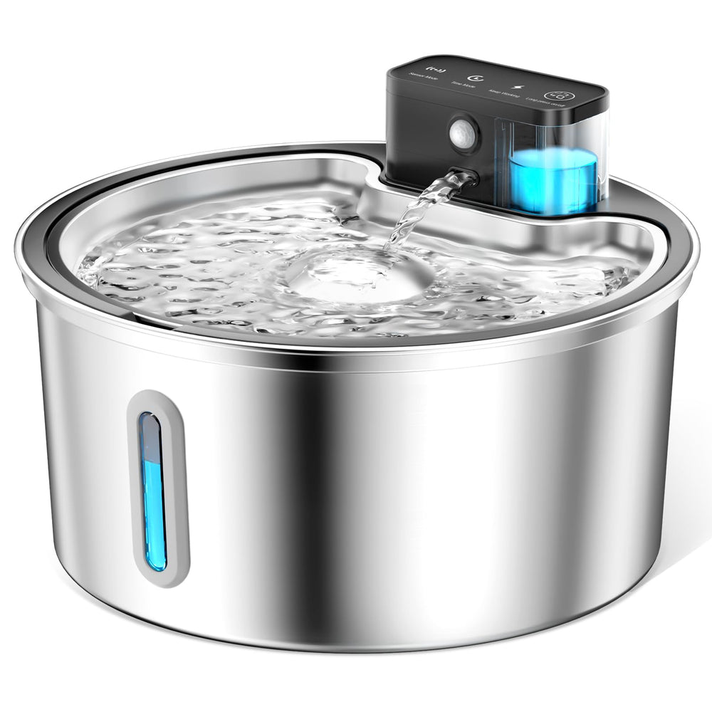 PawPoll fontaine chat sans fil en acier inoxydable avec grande capacité et hydratation pratique