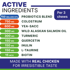 PAWSENTIAL bouchées colostrum: saveur agréable et soin de la peau.