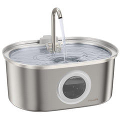 Pawspik fontaine pour chat en acier inox, design robuste et hygiénique.