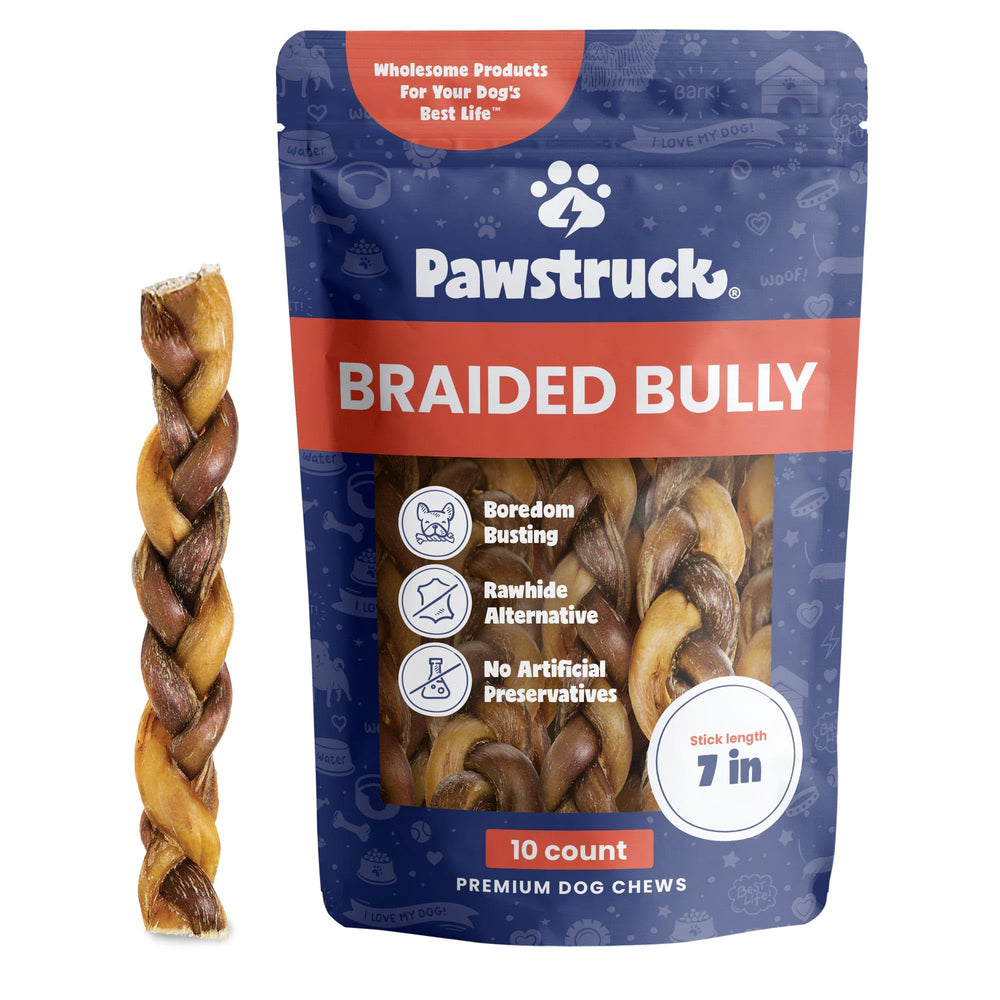 Pawstruck bâtonnets tressés 7 pouces pour chiens, distraction durable.