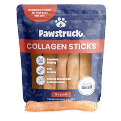 Bâtons Pawstruck collagène boeuf pour chiens dans un emballage pratique.