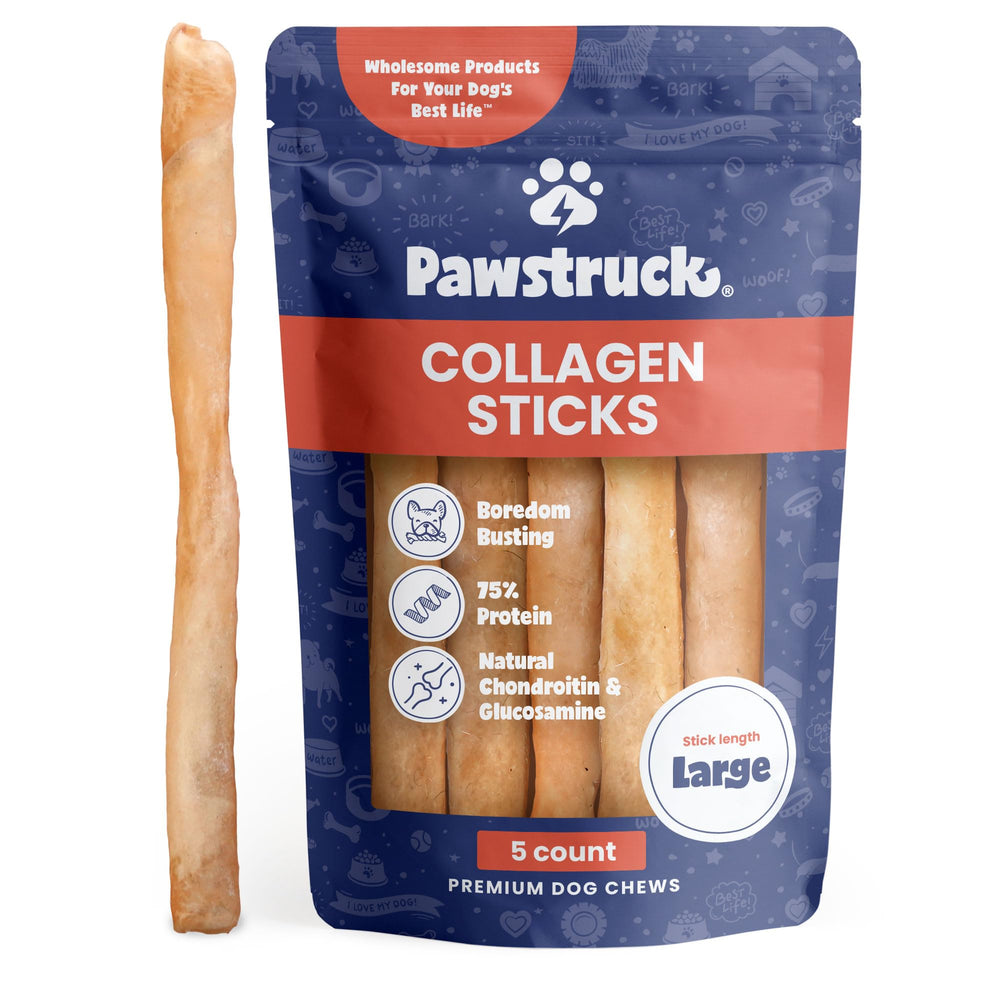 Pawstruck bâtons collagene chien 12 pouces: mastication durable et soutien articulation.