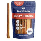 Pawstruck Bully Stick 12 pouces, gros plan, friandise naturelle à mâcher longue durée