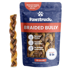 Pawstruck bully-sticks 9 tresses durables pour mâcher longtemps et apaiser l'ennui.