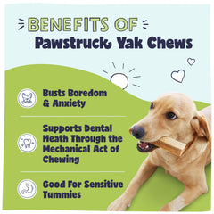 Friandise Pawstruck Fromage Yak Naturel, trois ingrédients simples pour une mastication naturelle.