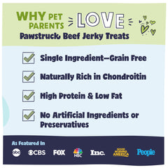 Pawstruck jerky sans conservateurs ajoutés, snack sain et transparent.
