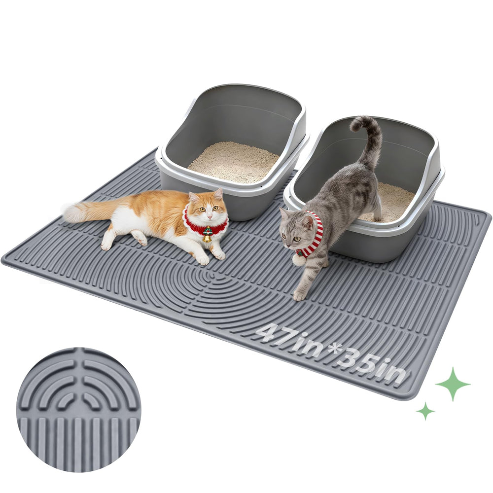 Pawtasy Tapis Litière Chat Extra Large: couverture étendue pour deux bacs.