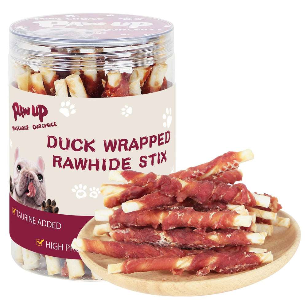 PAWUP bâtonnets canard cuir brut, friandise naturelle pour chiens.