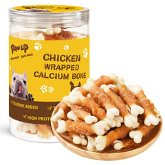 PAWUP Os poulet enveloppe – récompense savoureuse et digestible pour chiots.