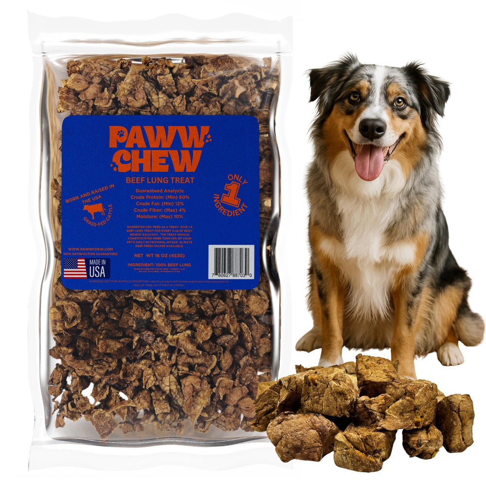 PAWW CHEW poumon-boeuf friandise seche, texture appetante pour chien