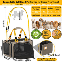 Pawzidea porte-animal extensible gauche, ventilation 360 pour le confort.