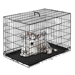 PayLessHere cage-chien 24-pouces, portes doubles, pratique pour le voyage et le quotidien.