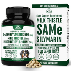 Boîte Peak Pets Liver Support et étiquette lisible pour le dosage.