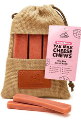 Friandise peaksNpaws batonnet-fromage-yak-fraise pour chien, mastication longue et satisfaisante.