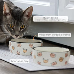 Pearhead bol chat céramique, capacité 355 ml, idéal pour nourriture ou eau.