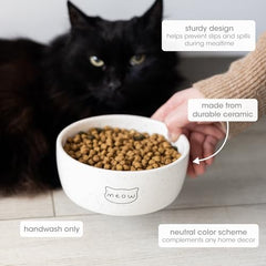 Pearhead bol chat visage miaou en céramique, design élégant dans la cuisine.