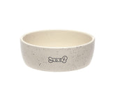 Bol Pearhead pour chien avec motif Woof tacheté, design élégant.