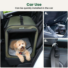 Pecute cage chien portable pour voyage, compact et sûr.