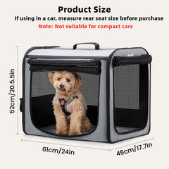 Caisse Pecute grise pour chien, pliable et rangement rapide.